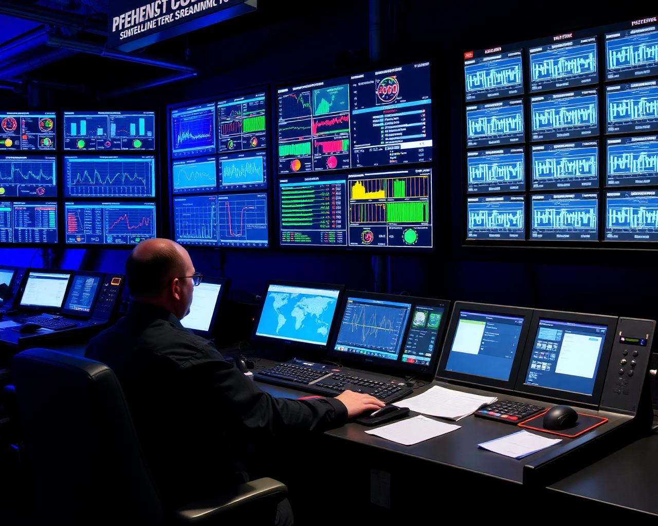 Control room with real-time plant monitoring screens